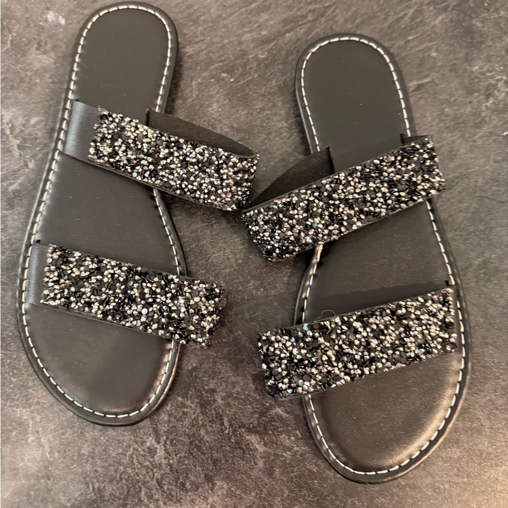 Elegant Black Beaded Women's Sandals